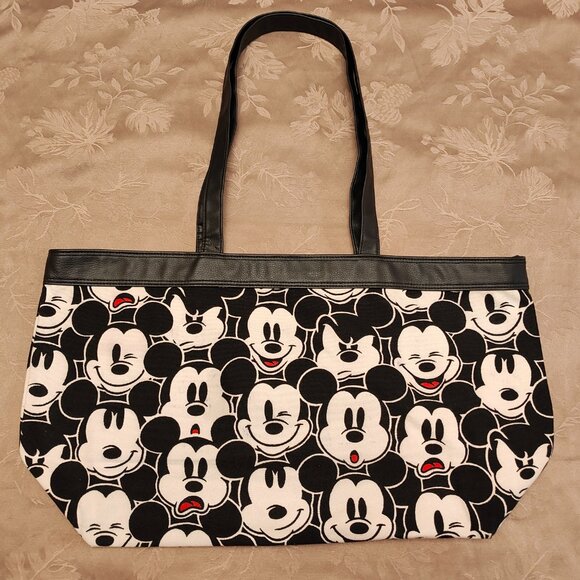 Disney Black and White Mickey Mouse Canvas Tote Bag, Used - Picture 2 of 14